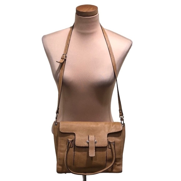 Prune Leather Purse Tan Ostrich Convertible Handbag - Picture 1 of 12